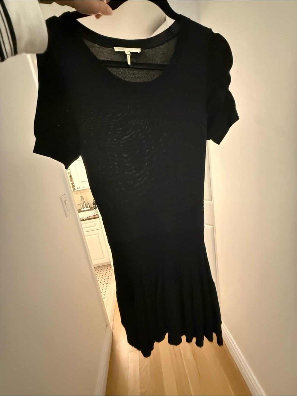 Maje Black Short-Sleeve Knit Dress